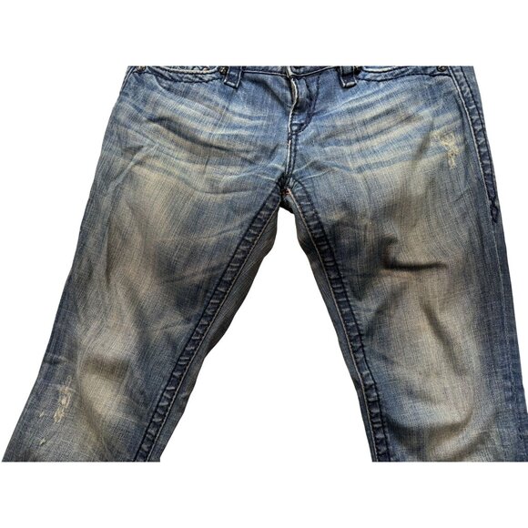 Rock Revival Eva Boot Cut Jeans Size 29 Distressed Denim Blue Womens - Picture 7 of 16